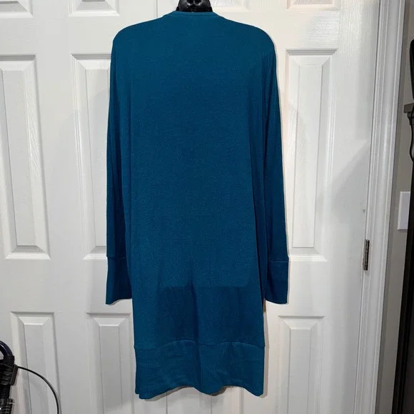 Zenana Outfitters Teal Blue Longline Snap Front Cardigan Sweater Women's 2X - Picture 4 of 5